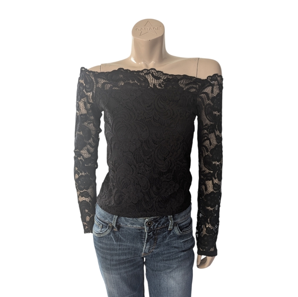 Elegant Black Lace Off-Shoulder Top